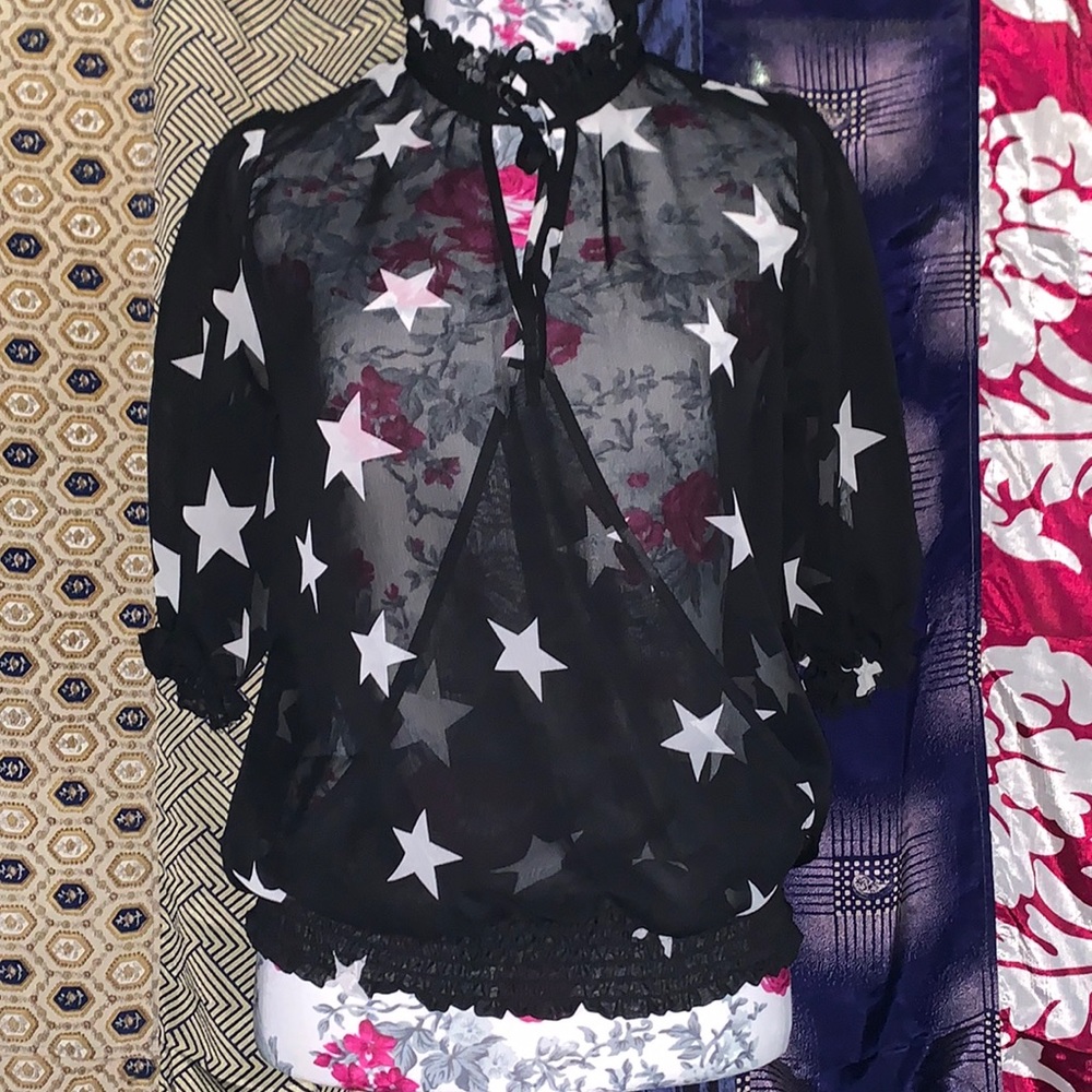 Almost Famous Sheer Top with Stars ⭐️